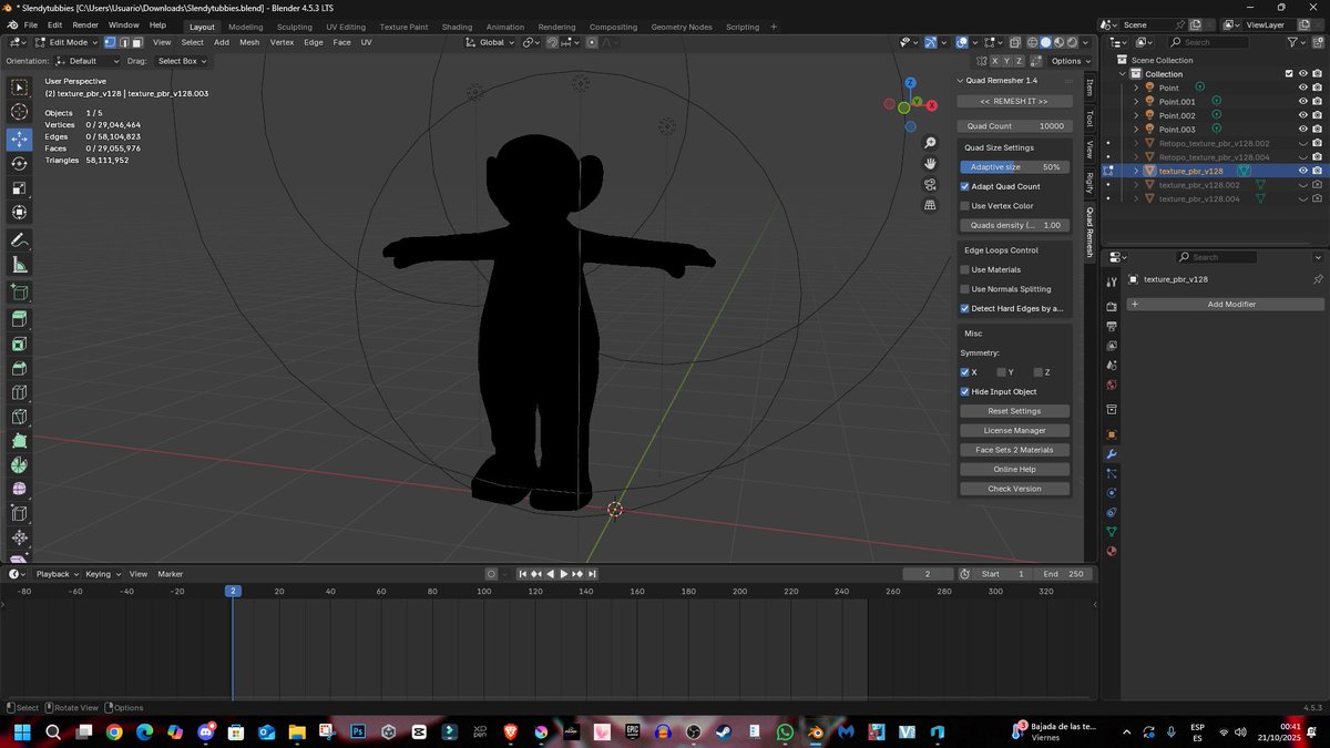 PaimaModels's tweet image. viendo modelos antiguos encontre este al que le hice un remesh extremo, esta HORRIBLE KJDSKJ, hora de hacerle retopologia para que quede un walten todo bonito 

#slendytubbies #slendytubbies3 #zeoworks #blender