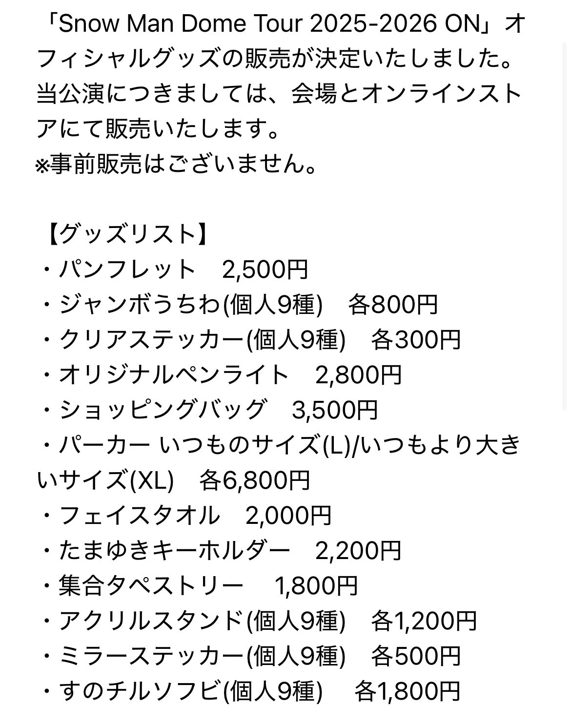 Snow Man Dome Tour 2025-2026 ON パーカー(L) Snow Man Dome Tour