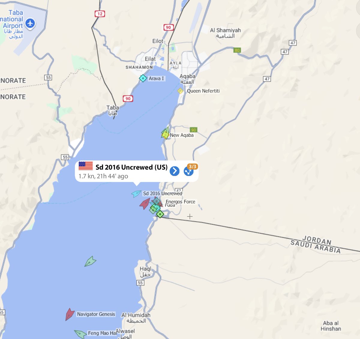 CeciliaSykala's tweet image. One of the 2 US 🇺🇸military #USV vessels that went  into  the  gulf of Aqaba  is  headed  towards the  
Royal  Jordanian Naval  Base, a little further up  the  coast.
@sipjack1776 @Borrowed7Time @steffanwatkins