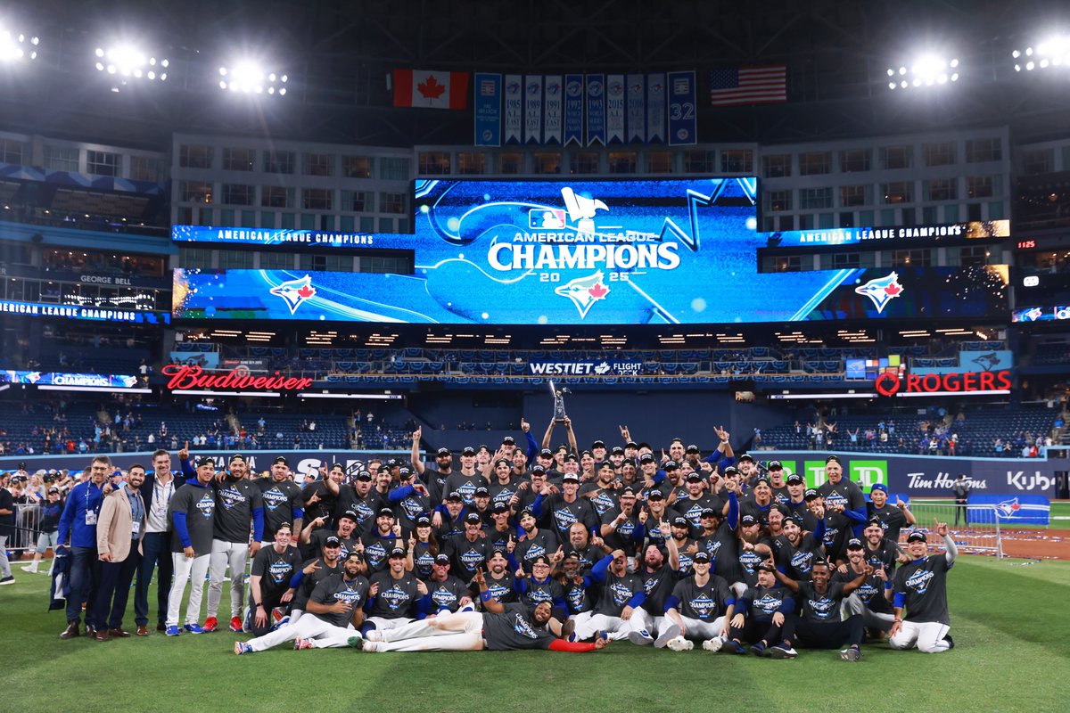 MLB's tweet image. Your 2025 American League champion Toronto Blue Jays 😤 #ALCS