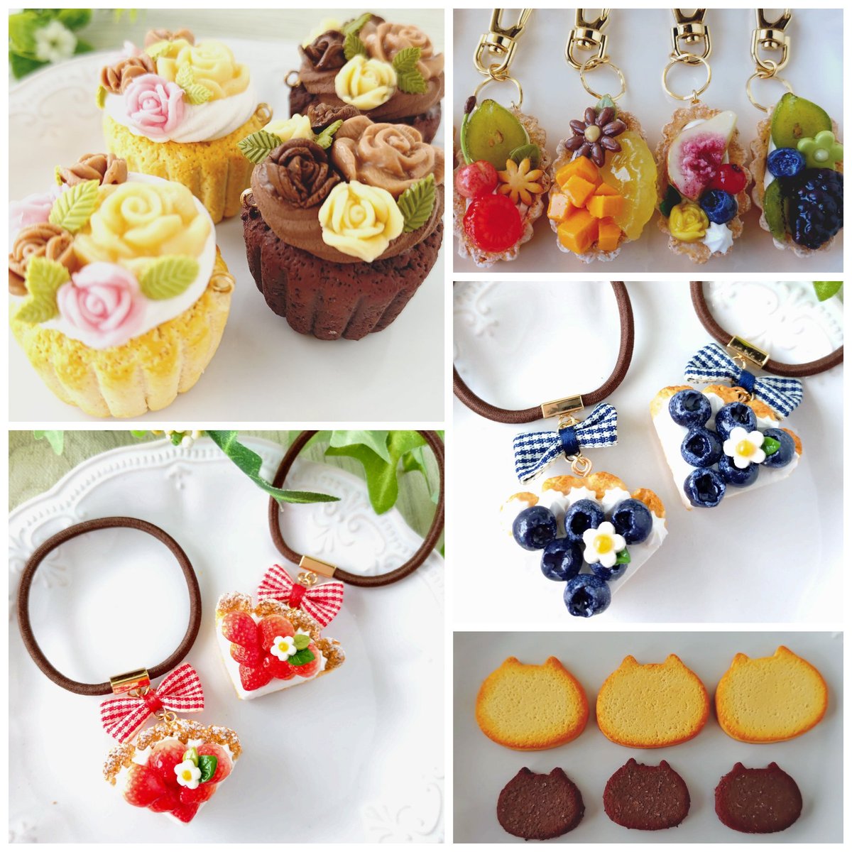 ペーパークイリング絵 ☆カップケーキが可愛いlovely猫ちゃんピアス☆