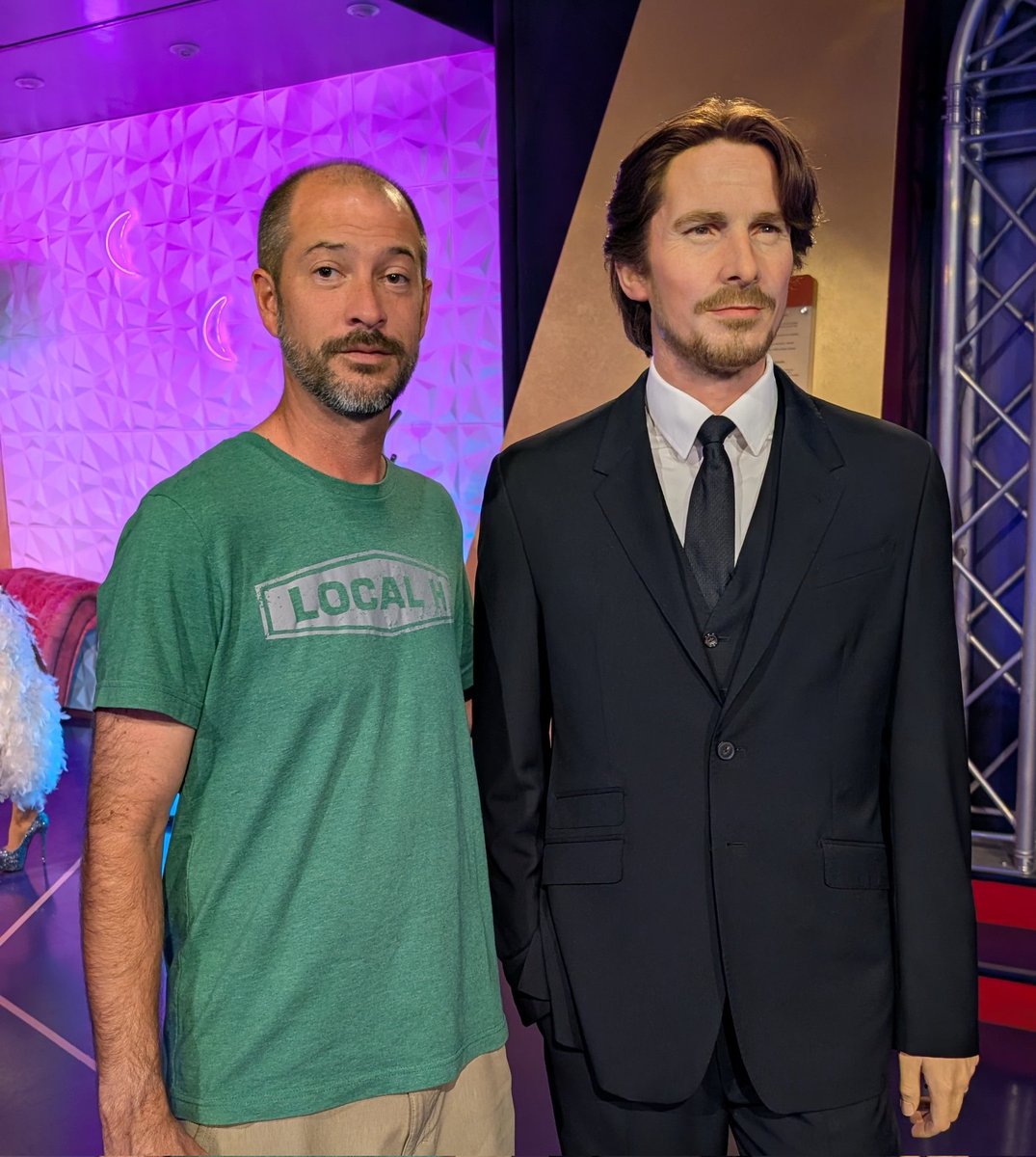 pipes_28's tweet photo. Wearing my @LocalH shirt for my pic with Patrick Bateman at Madame Tussauds in Hollywood . https://t.co/lzdRzFWGnp