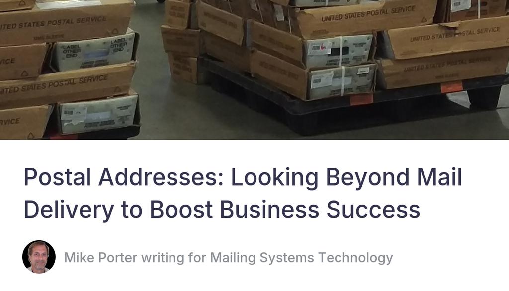 PMCmike's tweet image. If your company understands how valuable postal addresses are, you can enhance many operations and strategies for yourselves, or for your customers if you are a print/mail service provider.
Read more 👉 lttr.ai/AkD7P

#Mail #MailingSystemsTechnology #InTheTrenches