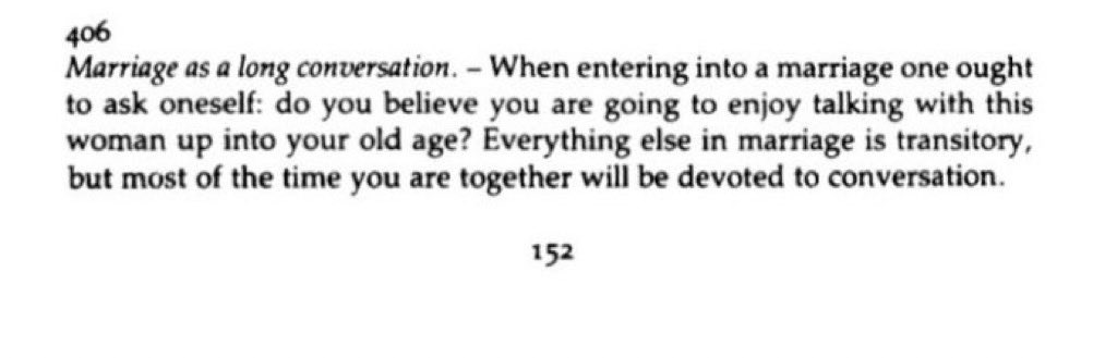 Friedrich Nietzsche | Philosophy & Psychology 🧠 (@quotenietzsche) on Twitter photo “Marriage as a long conversation.”
Nietzsche on marriage: “Marriage as a long conversation.”
Nietzsche on marriage: