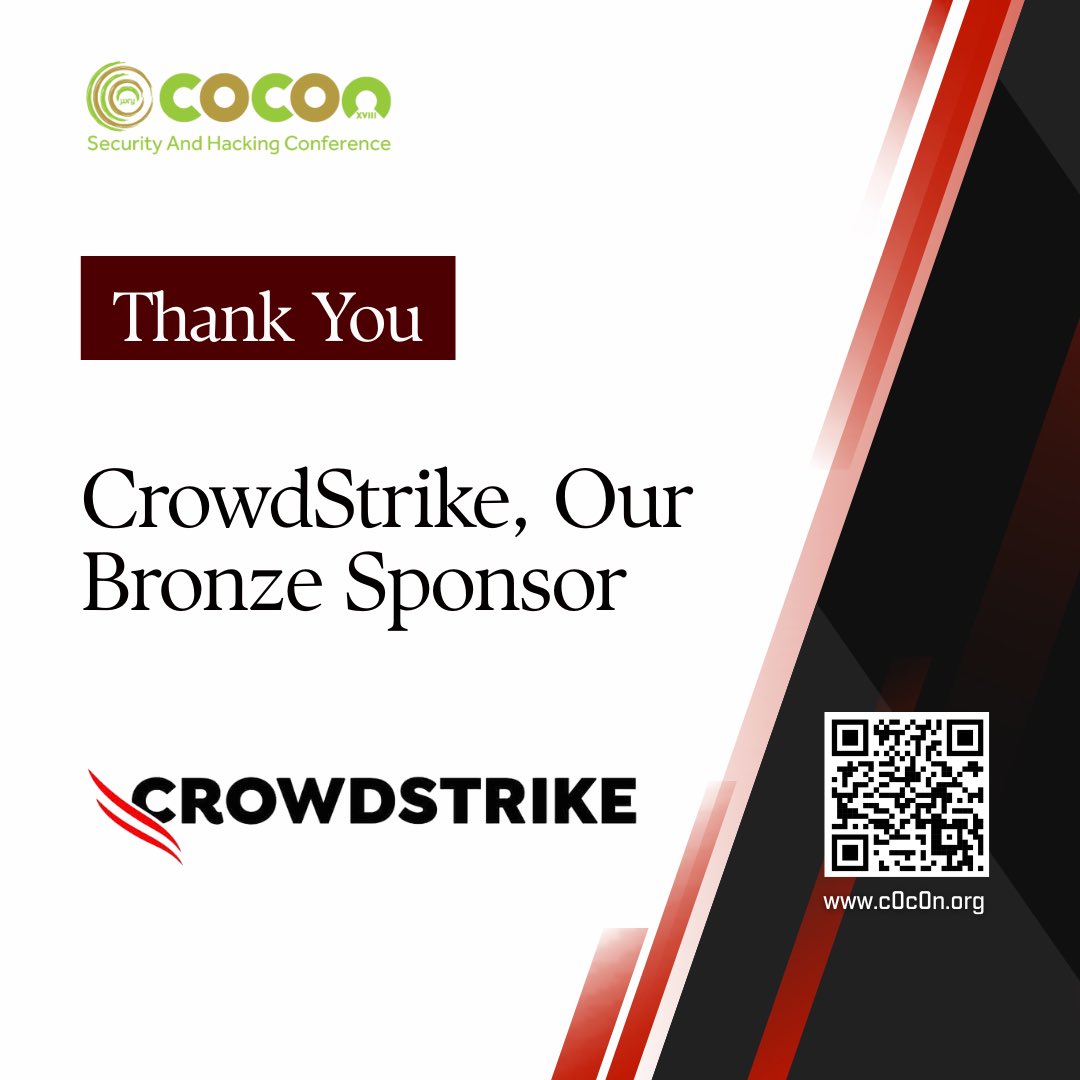 Thank You, CrowdStrike!
We extend our gratitude to CrowdStrike for being the Bronze Sponsor of #c0c0n2025. c0c0n.org