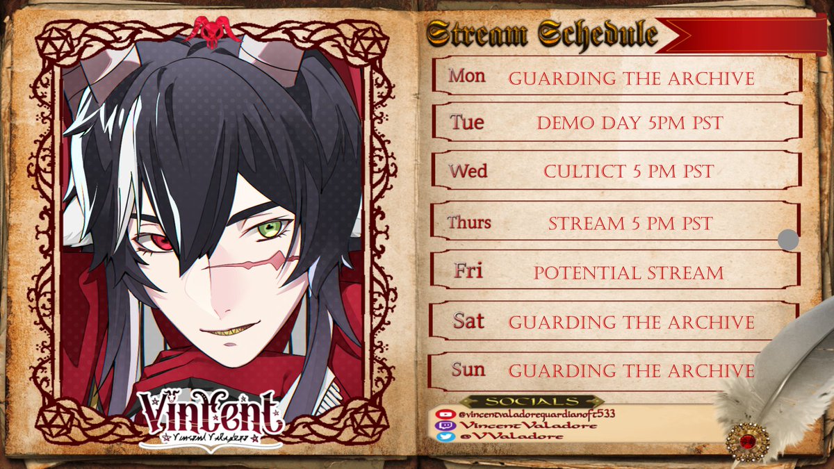 VValadore's tweet image. The unthinkable has happened. I have a stream schedule.