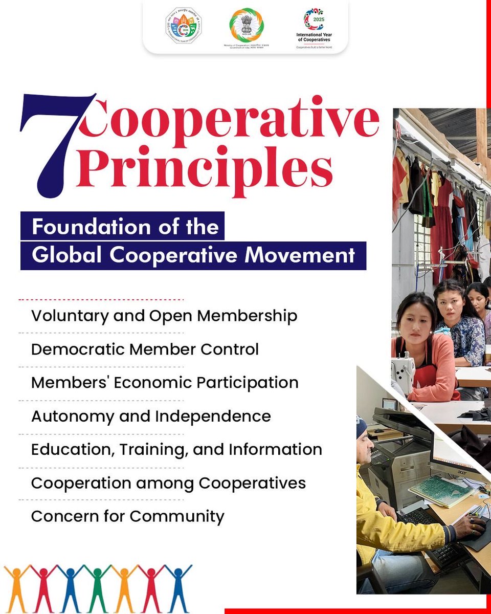 MinOfCooperatn's tweet image. Rooted in shared values, these 7 principles guide cooperatives across the world toward equity, empowerment, and sustainable growth.
#EmpoweringCooperatives #IYC2025 #SahkarSeSamriddhi #CoopsYear