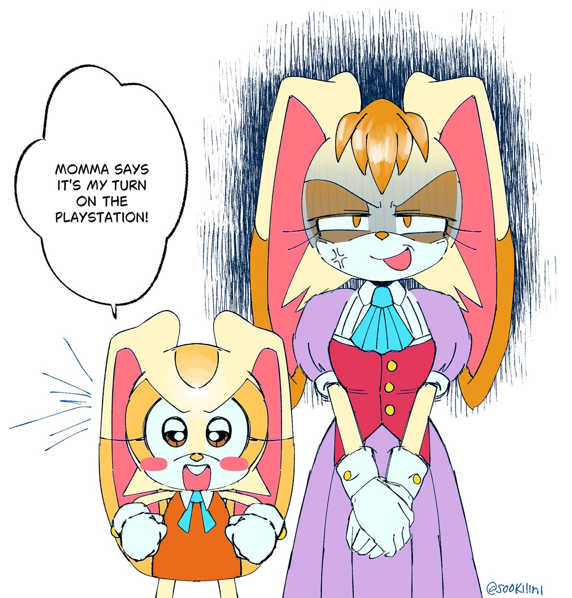 sookilini's tweet image. Vanilla rabbit says hand over the controller #SonicTheHedgehog