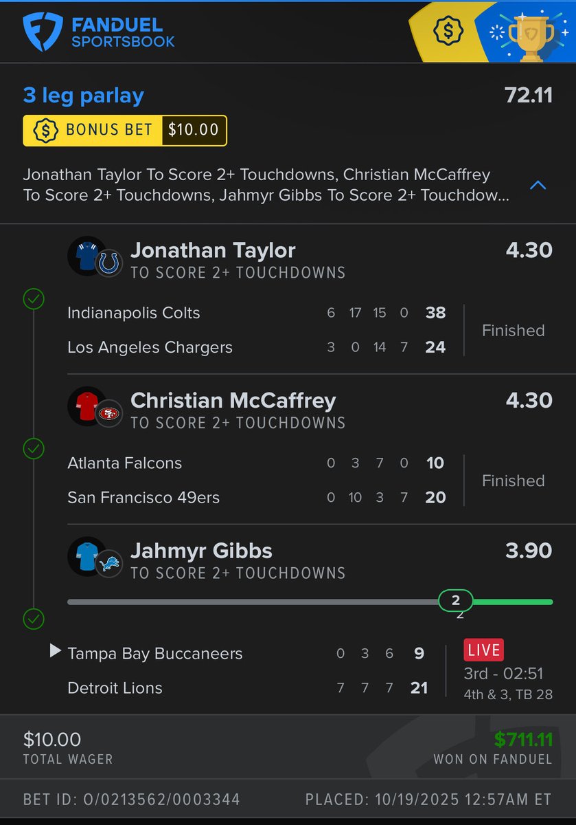 scrowe91's tweet photo. Double Tuds come through this week 🤑🚨

@BetsWtb @FanDuel #sportsbetting #sportsbets #nfl #fanduel #barstoolgambling https://t.co/NZu0bhuad4