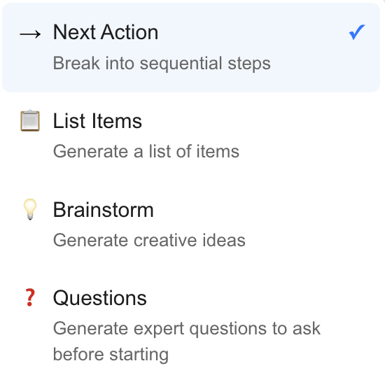 added some new action generations to the magic todo list jotstart.com