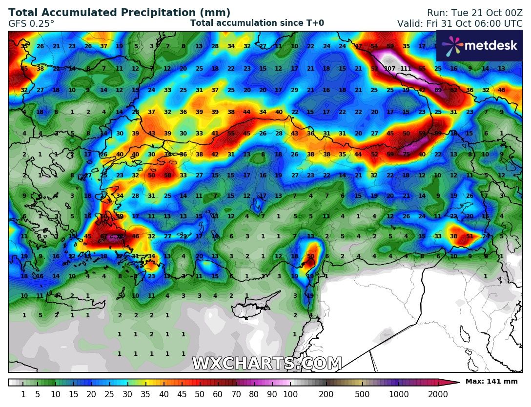 Ekim son hafta batıda ovalarda uzun süreli sağanak yağışlar fırtınalar, dağlarda kar ve tipi ⛈️⛈️❄️☃️🥶