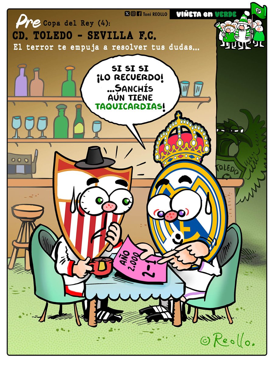 ToniReollo's tweet image. PRE Copa del rey (parte 4) 
Continua el misterio...
@SevillaFC🤔 ...Tic tac...    

🎶Música de la viñeta 🎶👇 
youtube.com/watch?v=WpbEcC…
.
#CdToledo #Toledo #SevillaFC #futbol #Humor #CopaDelRey #Sevilla #ToniReollo #Reollo #ViñetaenVerde