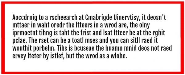 wangleineo's tweet image. This reminds me of the jumbled words research. It would be interesting to test the model with images like this. If it can reconstruct the right words, it must have a very compressed internal representation of words, like human vision.