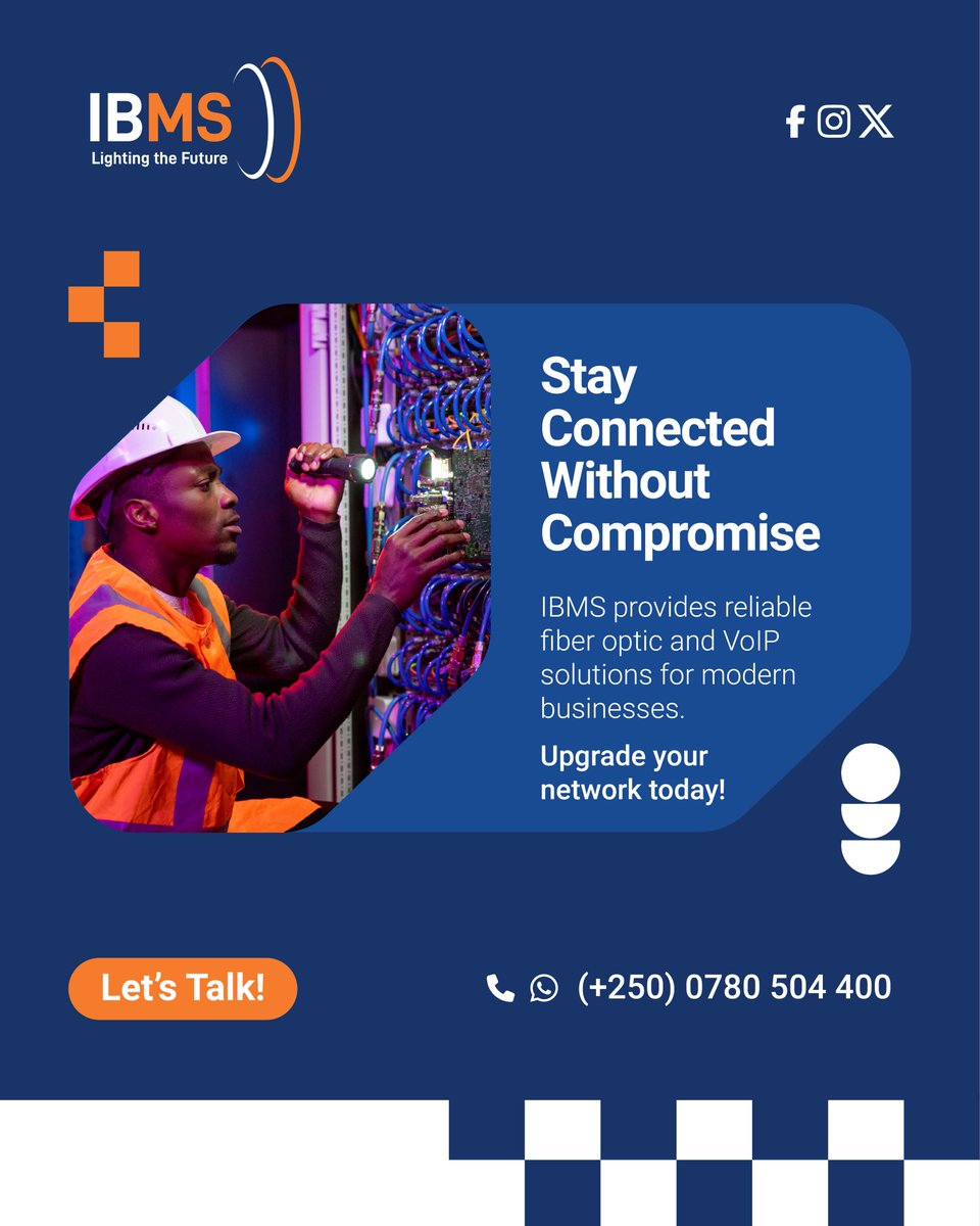 Connectivity keeps your business running.
From structured cabling to VoIP and data networking, IBMS builds the backbone of your communication.
🚀 Power your performance with a stronger network today. ✉️ info@ibmsafrica.com | +250780504400
#IBMSAfrica #Connectivity #RwOT