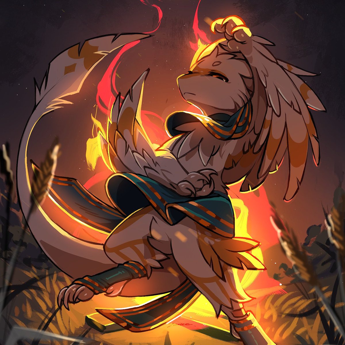 Mewdosert's tweet photo. By Zuo for spooky season ~
Dance of fire and feathers 
#avali #spookymonth https://t.co/Qm1AkxQcf4