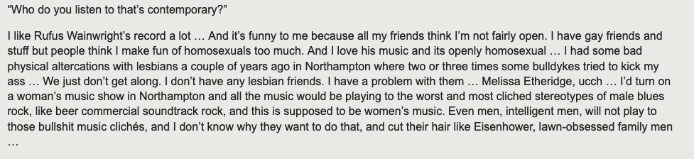 Dave berman had a bone to pick with lesbians...