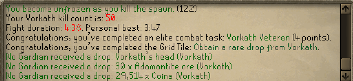 RuneYosh's tweet photo. Who else needed to be bailed out by the 50KC guarantee of Vorkath's head for the Grid Master tile? #osrs https://t.co/VHZ3Xahz2u