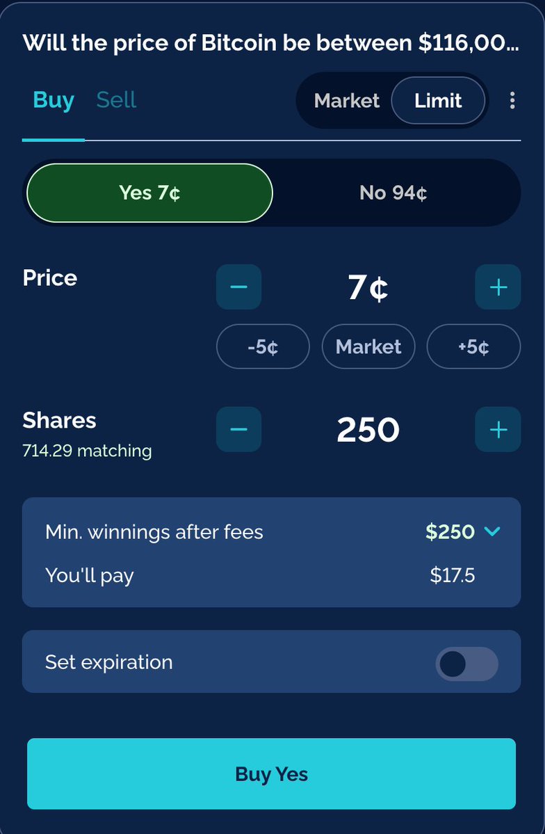 delphitrade's tweet image. seems to be an easy bet
Will the price of Bitcoin be between $116,000 and $120,000 on Oct 30, 2025, 12AM UTC?