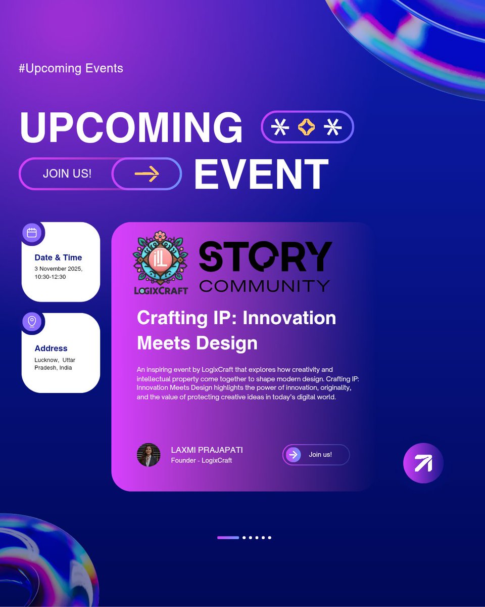 LogixCraft1's tweet photo. ✨ Crafting IP: Innovation Meets Design ✨
A LogixCraft x Story Protocol event exploring how creativity meets ownership in the Web3 era.
Innovation. Design. IP redefined. 🚀
#LogixCraft #StoryProtocol #Web3 #Innovation #Design https://t.co/XjUmnXQcXg