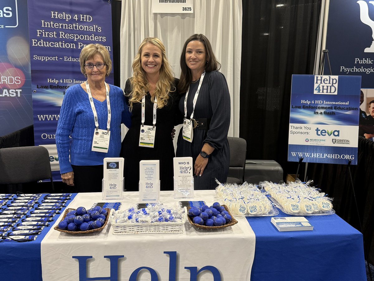 Help4HDI's tweet image. Our last day at the IACP conference 2025! We are so thankful for the opportunity to spread awareness & provide insights about #HuntingtonsDisease to #LawEnforcement officers to help keep everyone safe during difficult situations. #Help4HD #LEEP #Education