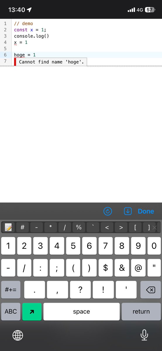 pome_ta93's tweet image. #codemirror と #LSP
textDocument/diagnostics でエラー表示できたかもー

#Pythonista3