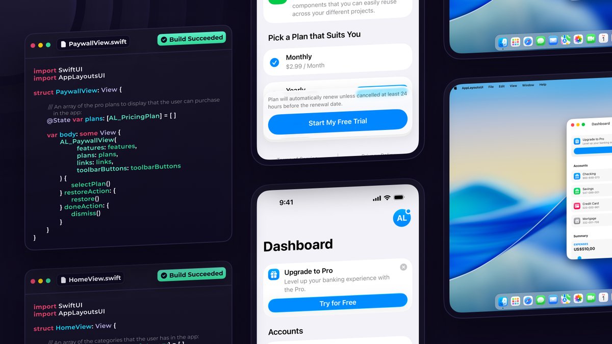 applayouts_com's tweet image. AppLayoutsUI 2.0 is here featuring the new Liquid Glass design! 🚀
#swiftui #iosdev