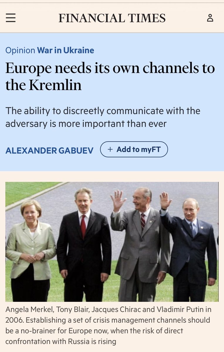 Wow. Breakthrough from the FT: maybe Europe should talk to Russia and hear its position. Let that deep wisdom and epiphany sink in. 🤔🧠💡
