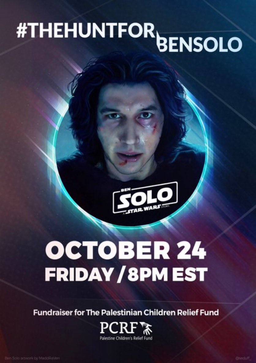 it’s not over yet…

join us in trending #TheHuntForBenSolo on 10/24 at 8 PM EST!!! there will be a fundraiser for the PCRF under the tag as well!

post art, meta, fic, memes, edits, anything!
see you soon🌙