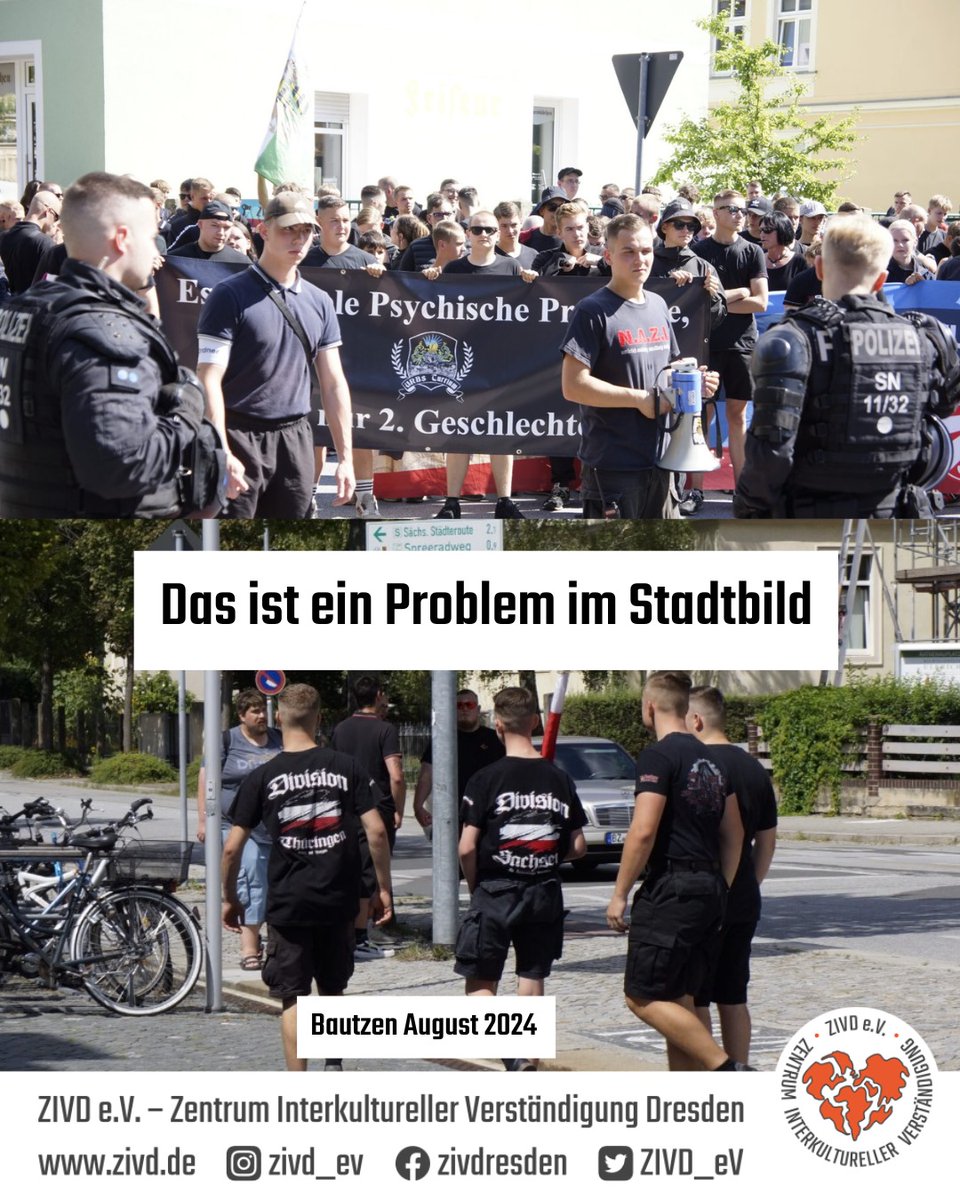 Das wahre Problem im #Stadtbild sind Rechtsextreme, die mit Drohkulisse und Gewalt versuchen, andere einzuschüchtern und in ihrer Lebensweise einzuschränken.
Wer hier noch verharmlost, schaut nicht hin – er schaut weg.

#Bautzen 
#ProblemimStadtbild #MerzKannNichtKanzler