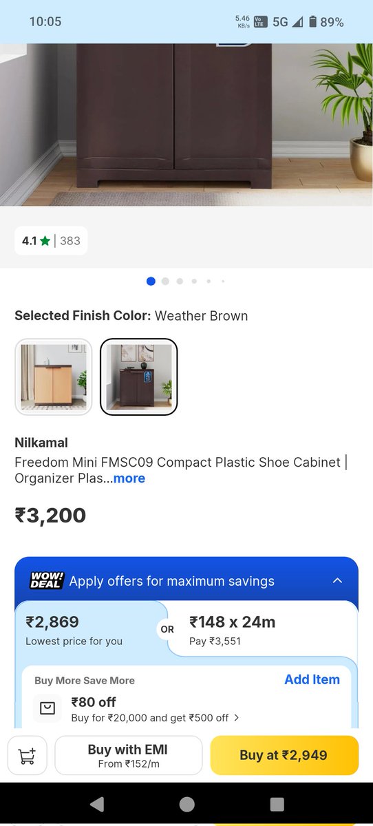 Deepankark4's tweet image. Hi @Flipkart I have a severe price mismatch issue on the Nilkamal Freedom Shoe Cabinet.
Listing price: ₹2,190
Checkout price: ₹3,200
Please honor the advertised price so I can complete my order. Screenshots of the error are attached.
#Flipkart #PriceError