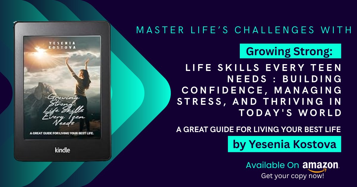 PROTIVA_BINDI's tweet image. 🎯Learn to manage stress and stay strong! 💫 Growing Strong: Life Skills Every Teen Needs : Building Confidence, Managing Stress, and Thriving in Today&apos;s World by Yesenia Kostova is out on Amazon Kindle!
🔗Buy Book Link- a.co/d/6cDBoRk
#KindleEdition #TeenGuide