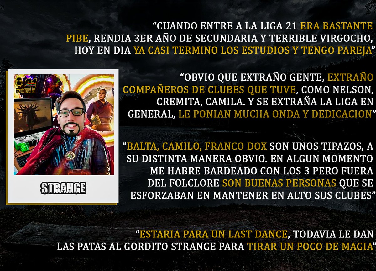 🎙️ -Strange

El gran jugador y persona, con paso glorioso en Jorge, Deportivo Splinter y Antro Vila. Strange paso por las oficinas de Radio Liga 21. #PostLiga21. 

Veremos si te da... 😉