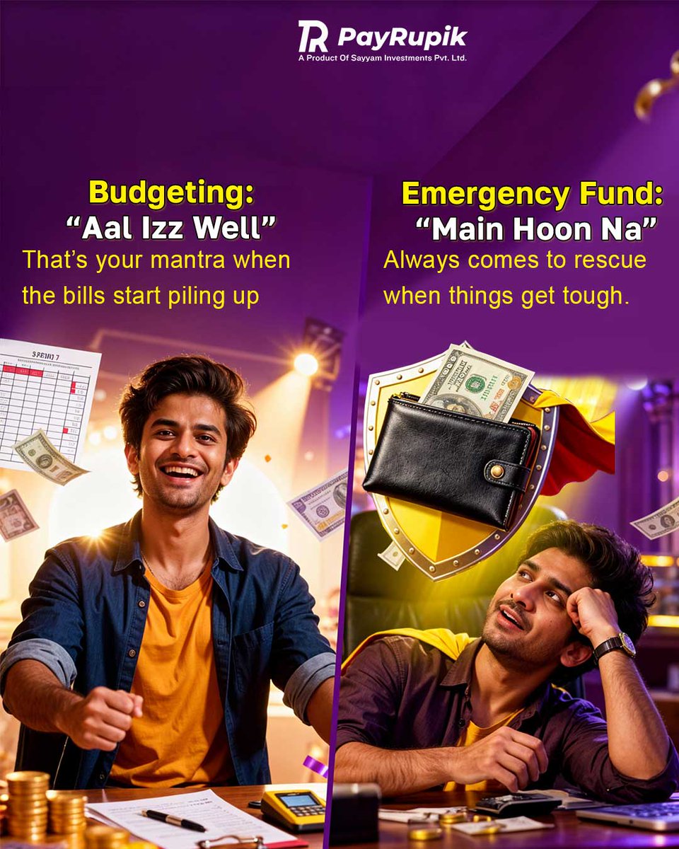 PayRupik's tweet image. 🎵 If finance spoke in Bollywood songs… what would your wallet be singing? 
💸 From “Aaj Phir Jeene Ki Tamanna Hai” (loans) to “Main Hoon Na” (emergency fund), money’s got rhythm too. 🎶 #bollywoodmeetsfinance #funwithfinance #payrupik