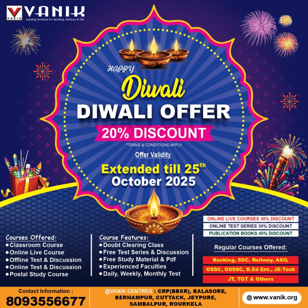 VanikEducation's tweet image. Diwali Offer Alert!

You asked, we delivered!VANIK's massive 20% DISCOUNT on all courses is EXTENDED till 25th October 2025!
Don't miss this chance to ace your Banking, SSC, &amp;amp; Railway exams with VANIK.
Call 8093556677 or visit vanik.org today!

#DiwaliOffer #Vanik