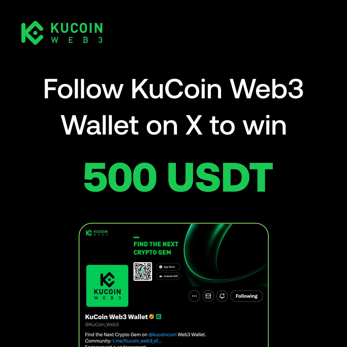 KuCoinさんが協賛してくれたので500USDTのGiveawayします🪂

✅Giveaway
・50USDT × 10名様
・この投稿をいいね＆RP
・フォロー：<a href="/KuCoin_Web3/">KuCoin Web3 Wallet</a> <a href="/taka__crypto/">taka__crypto</a>

※〜10月26日（日）18時まで

✅KuCoin Web3 Walletとは