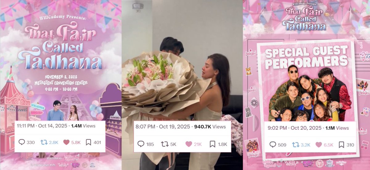 grabe naman ang willca meal impact! three posts of willca ofc sunod-sunod with an insane huge engagements just for fm announcements and a vid of will giving a bouquet.

i fear the willca fever isn't going down, it really got most of us in a chokehold like...