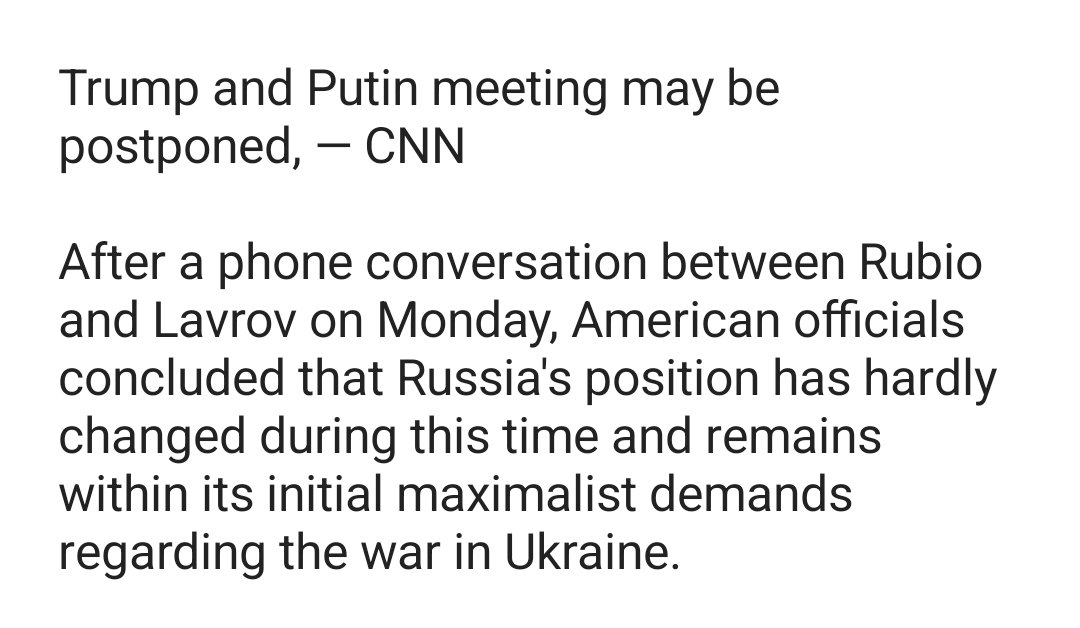 Trump-Putin meeting now likely canceled.

Putin just needed Tomahawks canceled. Now there's no need to waste time meeting with Trump.