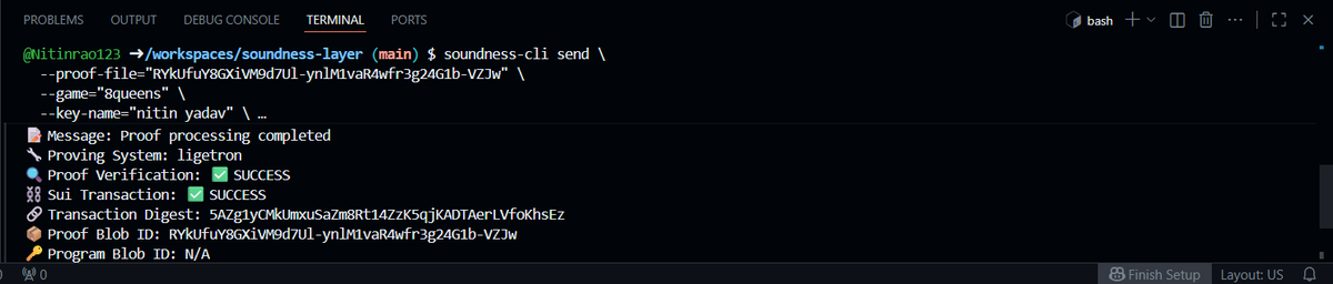 suni98526's tweet photo. πΎ Proof_21 uploaded... β
System check: integrity = 100% π
Badge #2 unlocked π
Team Bloop executes flawlessly while @SoundnessLabs + @TheHubKeeper keep the signal strong βοΈπ
Zero-knowledge, infinite power. π§ π₯
#TeamBloop #Soundness #ProofOfCompute #ZK https://t.co/Co3Cb3WCbC