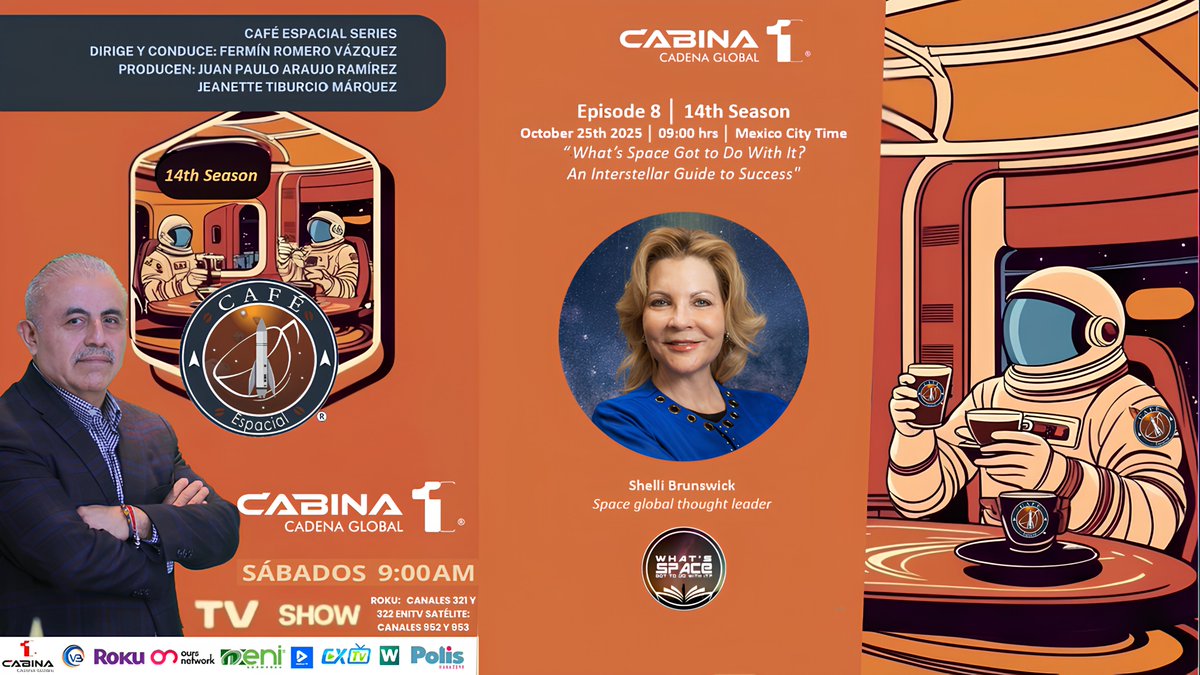 E8 │14S “What’s Space Got to Do With It?
An Interstellar Guide to Success" With <a href="/shellibrunswick/">Shelli Brunswick</a> Space global thought leader
October 25th 09:00hrs Mexico City Time
Host: <a href="/FerminRV/">Fermín Romero Vázquez 🚀</a>
#entrepreneurship #InterstellarInsights #LeadershipInAction #SpaceInnovation #womenchangingtheworld