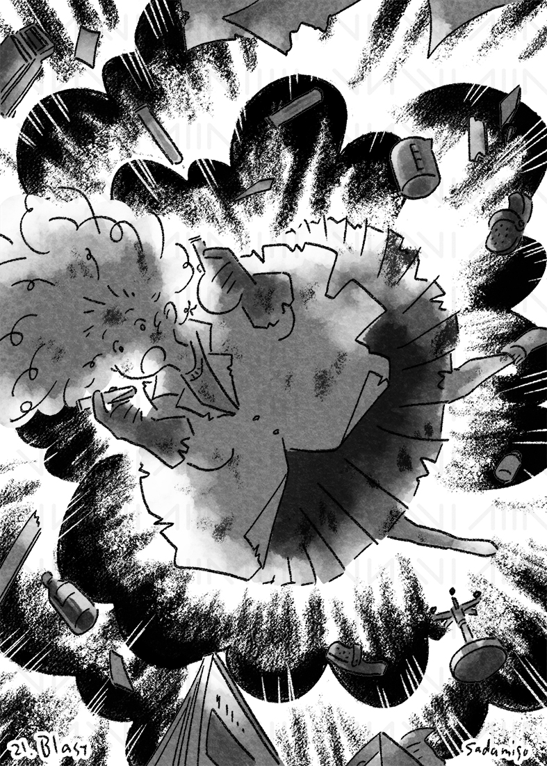 二日続いた!インクトーバー
(ちょっと楽しくなってやりすぎた感)
21「爆発、突風」

#inktober 