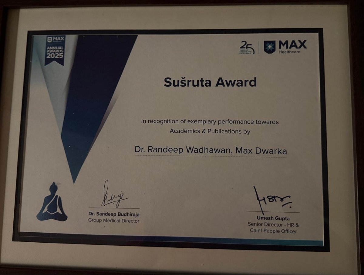 randeepwadhwan's tweet image. Honoured to receive the Susruta Award from Max Healthcare at the Taj Palace, New Delhi.
Grateful for this recognition and inspired to continue serving with dedication. 🙏✨

#SusrutaAward #MaxHealthcare #Gratitude #MedicalExcellence #Delhi