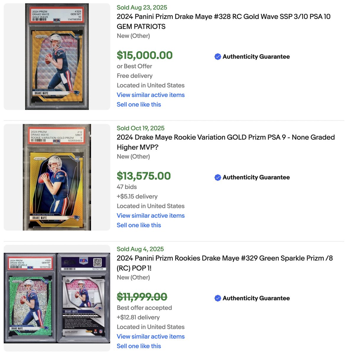 Wow. The Drake Maye market is certainly heating up! #DrakeMaye #Patriots