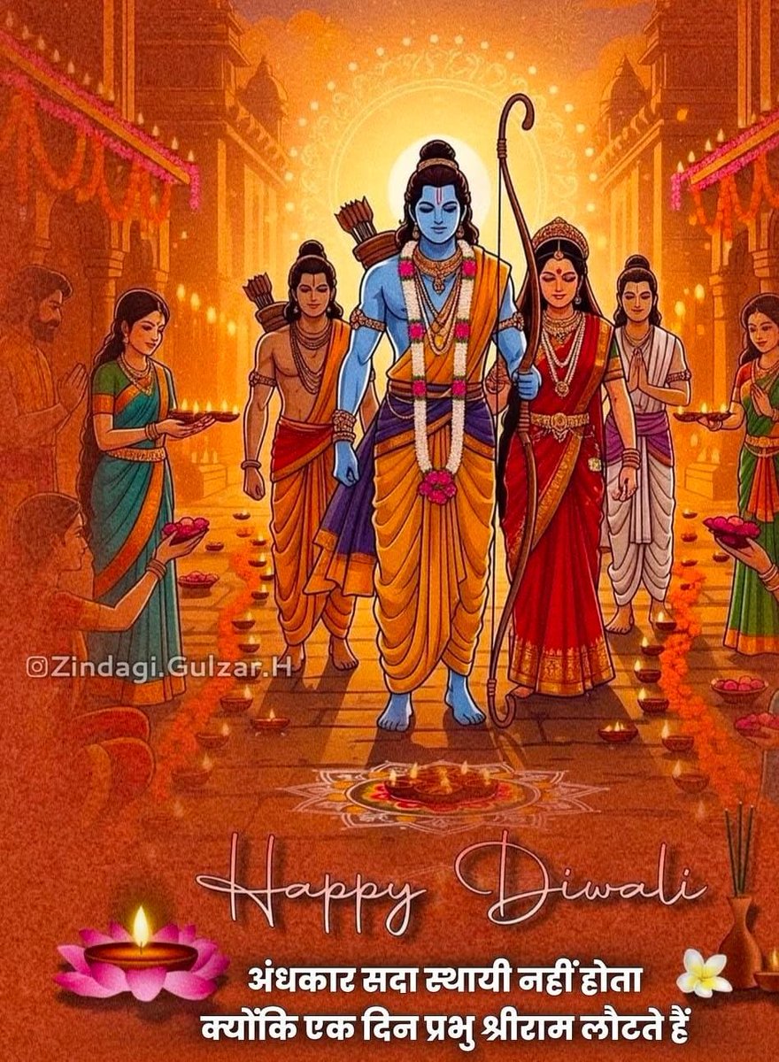 शुभ दीपावली! 🪔 
आप सभी को दीपावली की हार्दिक शुभकामनाएँ एवं बधाई। यह पावन पर्व आप सभी के जीवन को सुख, समृद्धि, सौभाग्य एवं आरोग्यता के धवल प्रकाश से दीप्त करे यही प्रार्थना है। 🙏🏻
#HappyDiwali #Deepotsav2025