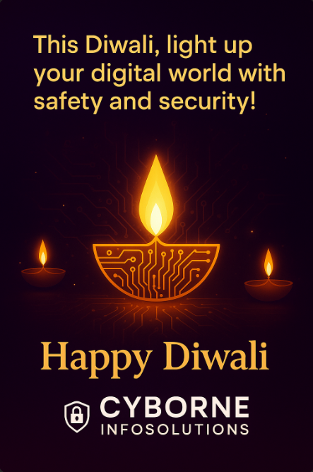 cybornetech's tweet image. ✨This Diwali, light up your digital world with safety and security!
At Cyborne InfoSolutions, we protect your data like you protect your diyas — with care and vigilance. 🔐💻
Let’s celebrate a Safe, Bright, and Secure Diwali!
#HappyDiwali #CyborneInfoSolutions #StaySecure