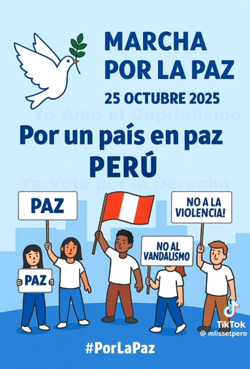 TENEMOS MARCHA POR LA PAZ: Queridos Colegas, porsupuesto que ya se dieron cuenta que absolutamente NINGÚN MEDIO, ni uno solo ha comentado sobre nuestra marcha del 25. Igual nosotros en las Redes tenemos el Poder de hacerlo. NOS VEMOS EL 25 #VivaLaLibertadPerú
#MarchaPorLaPaz2025