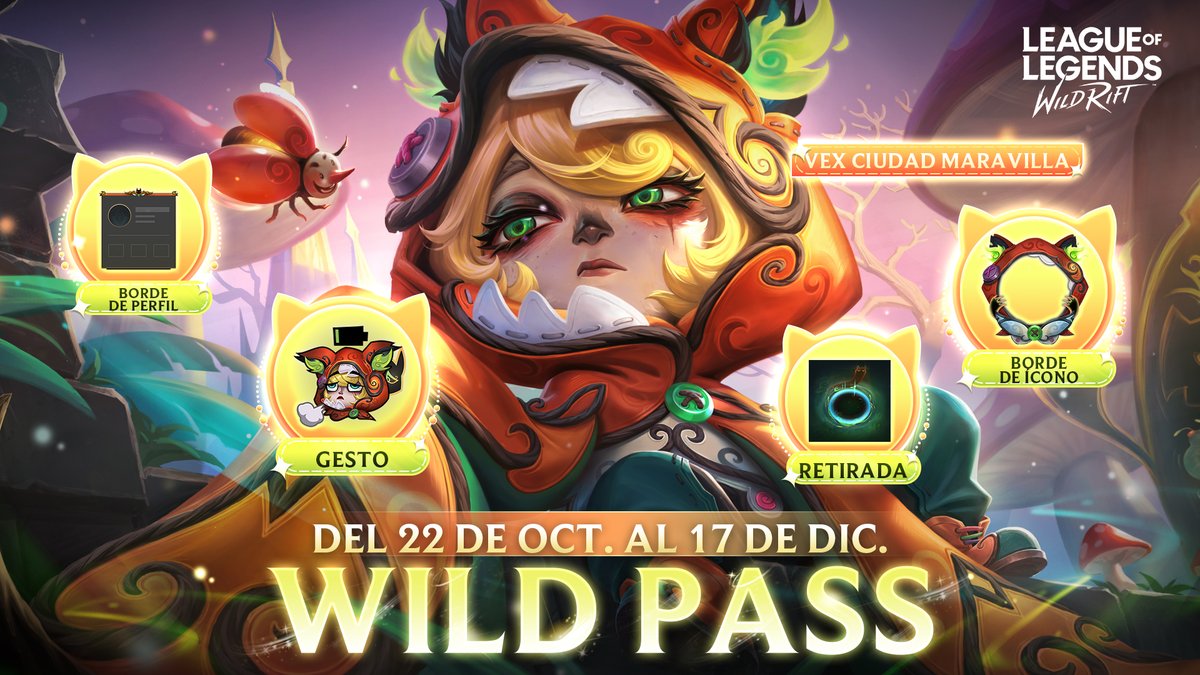El doble de Wild Pass, el doble de diversión… Y EL DOBLE DE RECOMPENSAS 🤩 Ahora, podrás conseguir a Jayce Rebelde tan pronto como llegues al final de tu travesía por el Wild Pass de Vex Ciudad Maravilla 👯