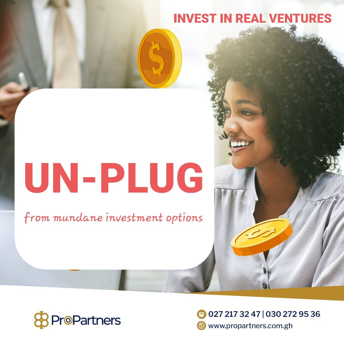 propartnersgh's tweet image. Unplug from mundane investment options. 

Invest in real ventures via investment crowdfunding. 

#Propartners #Crowd54 #Crowdfunding #Ghana