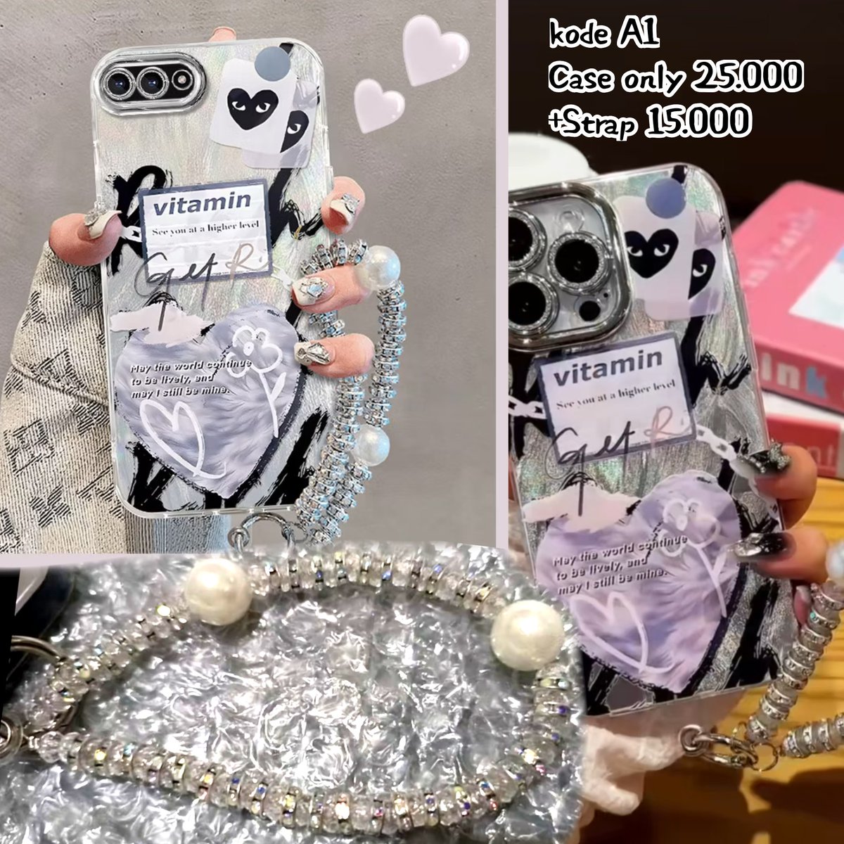 _keykeylove's tweet image. *:..｡o○ Kode A1 - A4 ○o｡..:*

Case only dp 18.000
Strap silver dp 10.000
Case + strap pendek dp 30.000
Case + strap panjan dp 35.000
