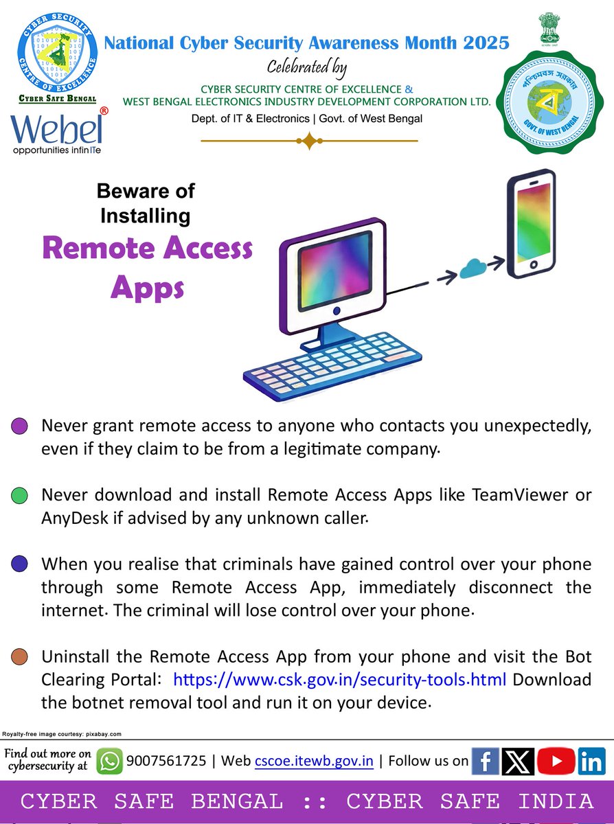 cscoe_wb's tweet image. Every year October is celebrated as National Cyber Security Awareness Month to emphasize the importance of staying safe online. Share our daily posters with your friends to spread cyber security awareness for Day 21
#CSCOE #CyberAwareness #cybersecurity #NCSAM