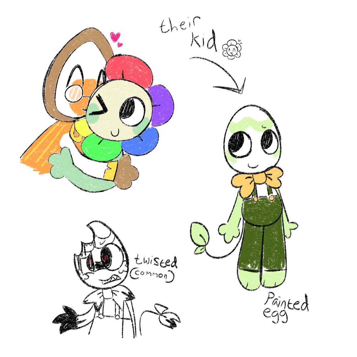 dandyplushh's tweet image. Paranoia kicking my ass here's the rainbowegg kid. Still no name but Sunny as placeholder
